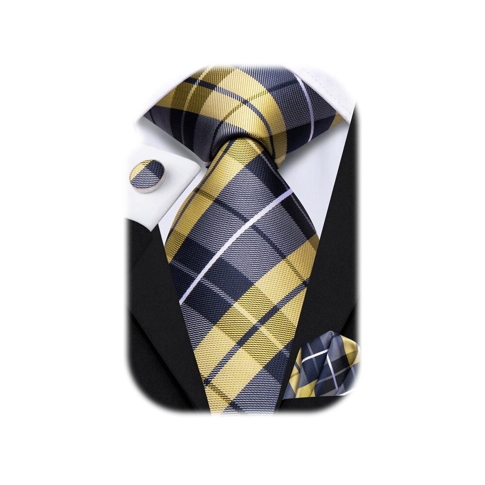 8561 Ties Sets Silk Stripe Paisley Necktie Pocket Square Cufflinks